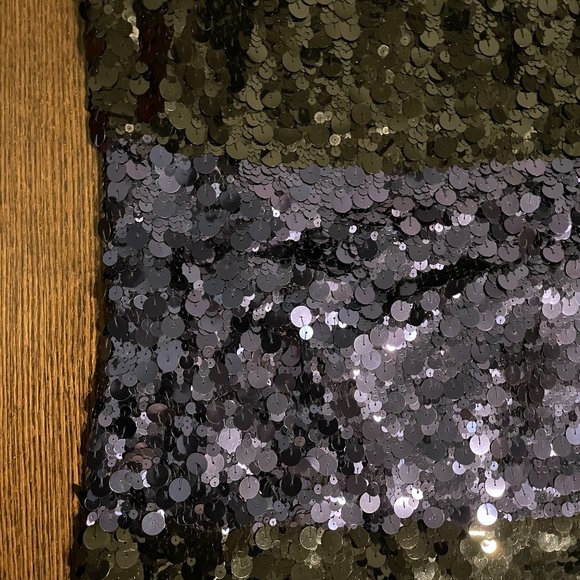 Vera Wang Lavender Label Black & Blue Sequins Silk Shift Dress - Picture 3 of 16